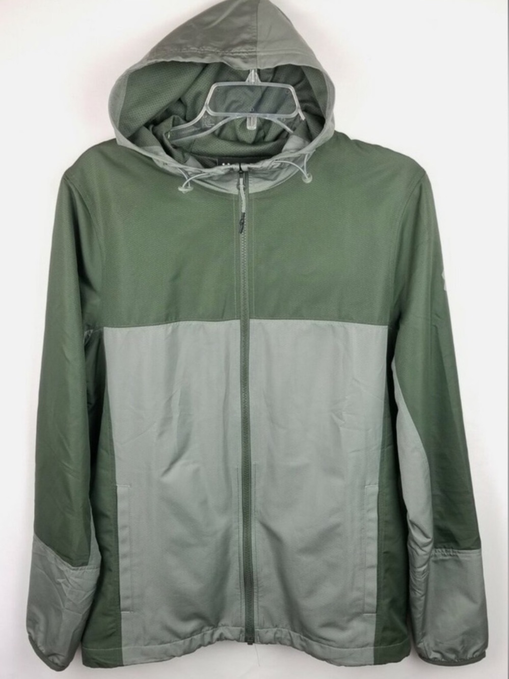 Under Armour Two-Tone Olive Green Hooded Windbreaker